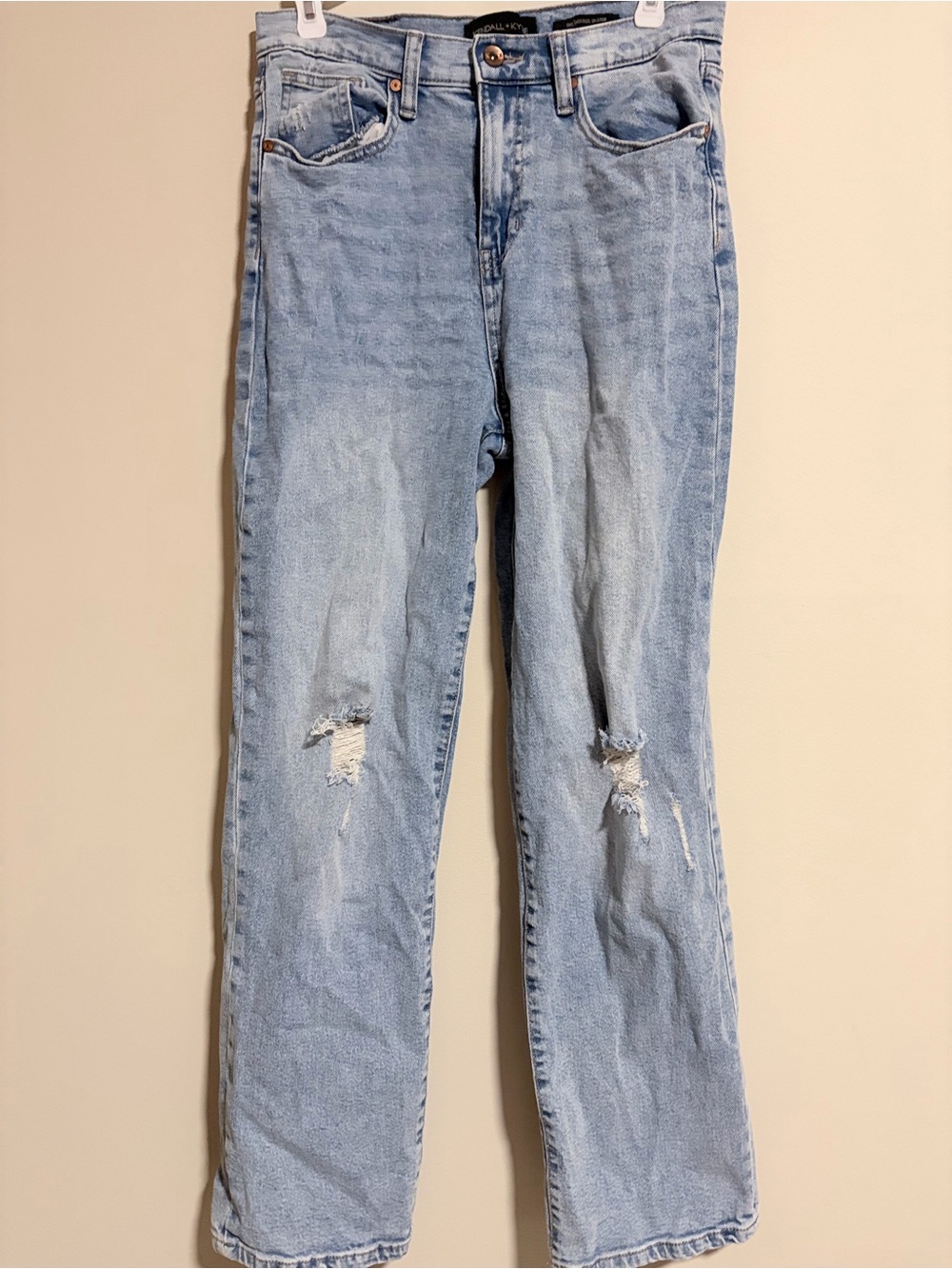 Kendall & Kylie Light Blue Distressed Straight Leg Jeans